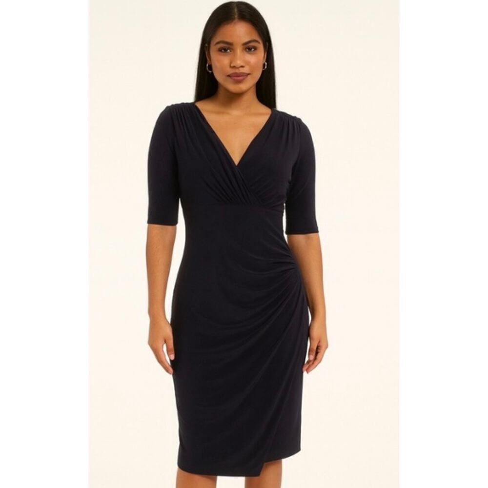 Lauren Ralph Lauren Black Ruched Sheath Dress Size 6